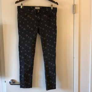 Free people black floral cropped jean